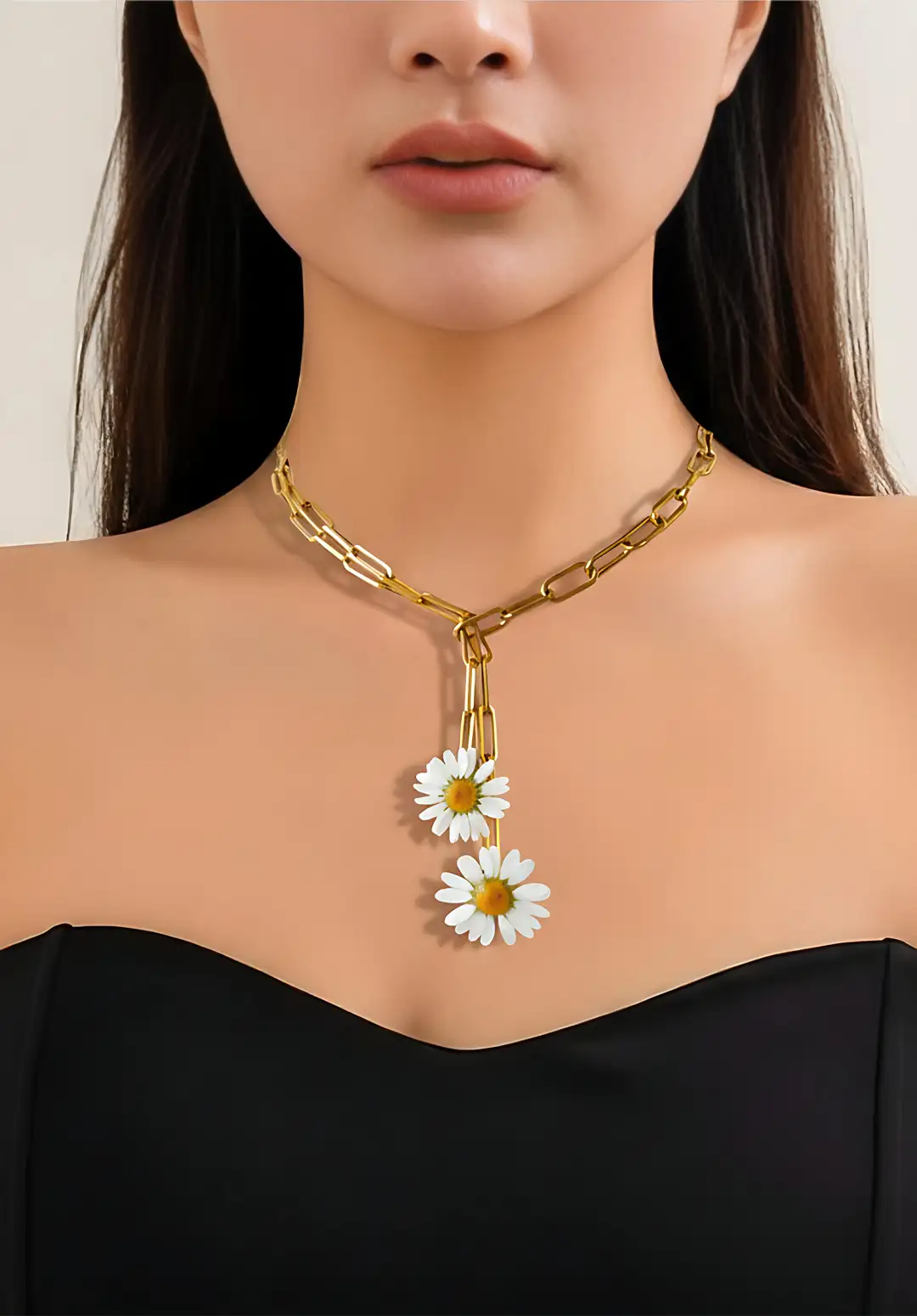 nurhan-daisy-necklace نیم ست شیک و خاص گل بابونه نورهان با گلهای بابونه طبیعی