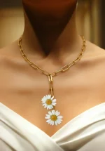 نیم ست شیک و خاص گل بابونه نورهان با گلهای بابونه طبیعی