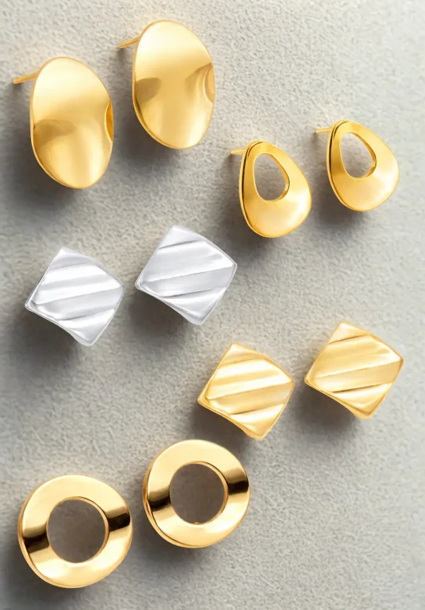 پایه گوشواره هندسی با حلقه اتصال مخفی- قابل استفاده به عنوان گوشواره