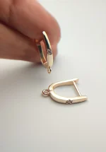 پایه گوشواره حلقه ای قفل دار آب طلا با نگین زیرکنیا بدون تغییر رنگ- کد EH-001