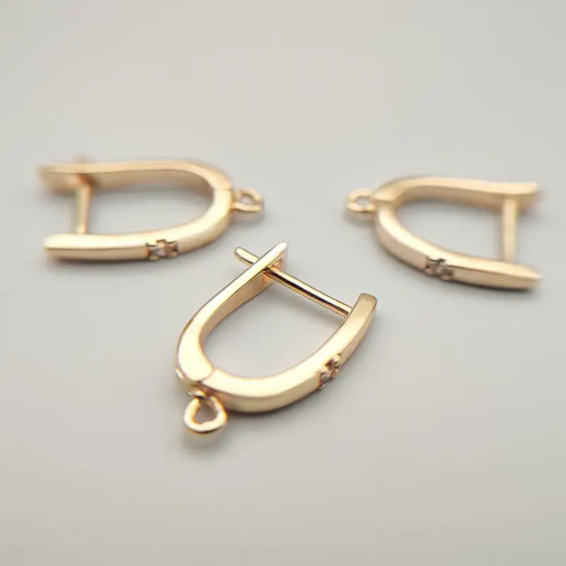 پایه گوشواره حلقه ای قفل دار آب طلا 18 عیار با نگین زیرکنیا بدون تغییر رنگ