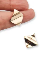 پایه گوشواره هندسی مربع طلایی با حلقه اتصال مخفی