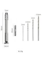 سایز دریل دستی به همراه 4 مته؛ ابزار دقیق برای سوراخ‌کاری ظریف و هنری