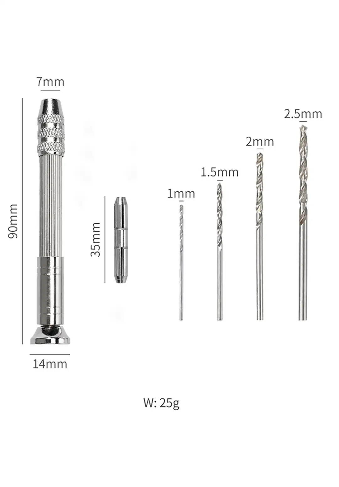 سایز دریل دستی به همراه 4 مته؛ ابزار دقیق برای سوراخ‌کاری ظریف و هنری